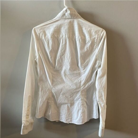 DOLCE & GABBANA White Pin Stripe Long Sleeve Button Up Top - Picture 2 of 7